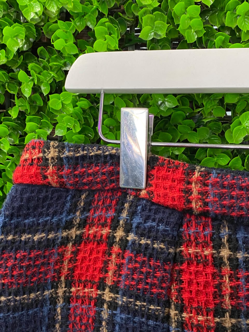 Navy & Red Tartan Wrap Mini Skirt