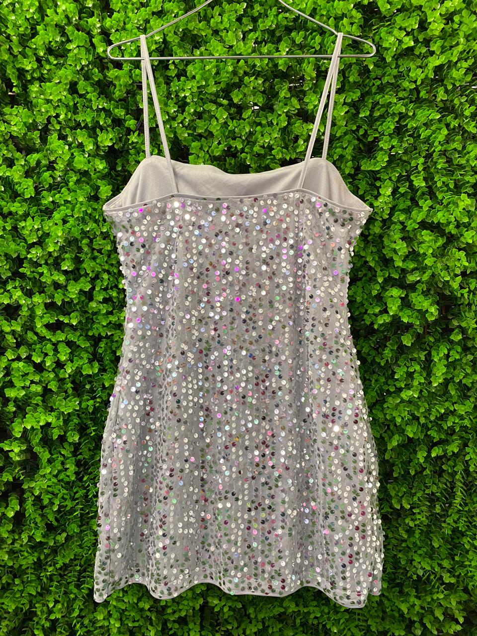 Silver Sequin Mini Dress