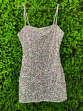 Silver Sequin Mini Dress