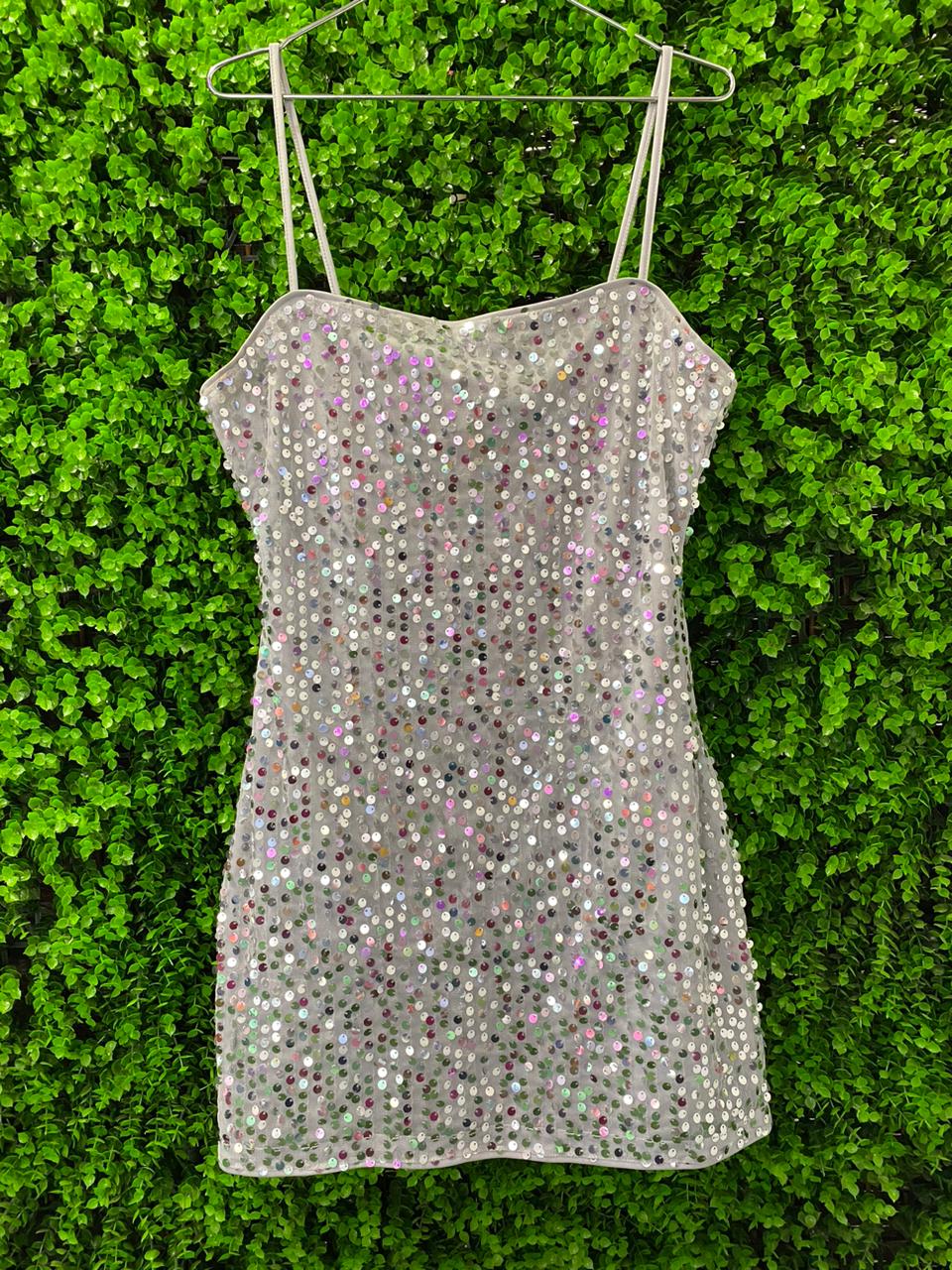 Silver Sequin Mini Dress