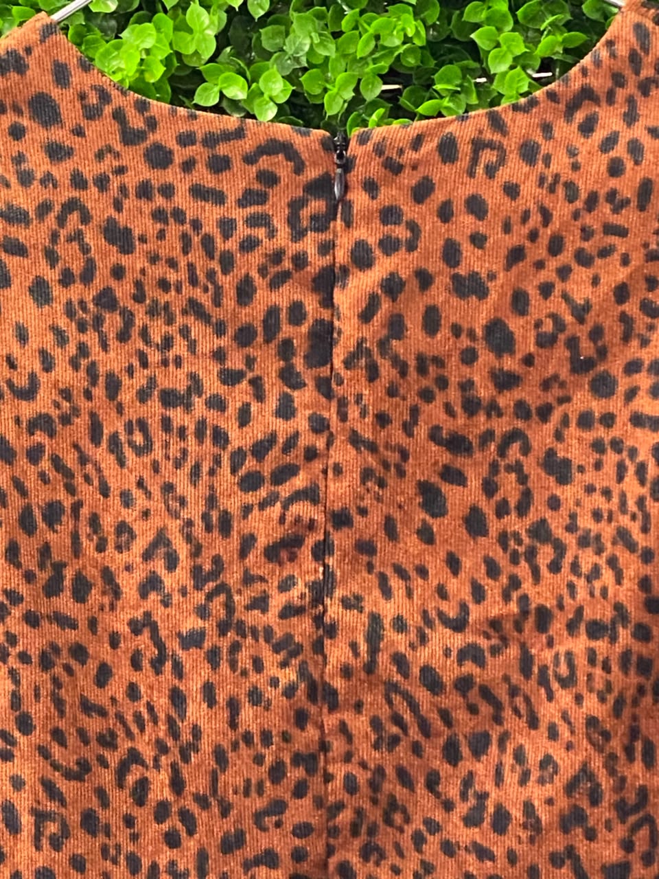 Belsa Rust Leopard Balloon-Sleeve Mini Dress