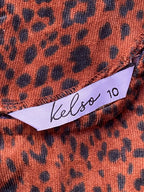 Belsa Rust Leopard Balloon-Sleeve Mini Dress