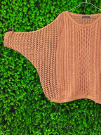 Camel Open-Knit Oversized Sweater