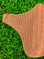Camel Open-Knit Oversized Sweater