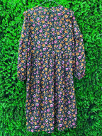 Dark Floral Tiered Midi Dress