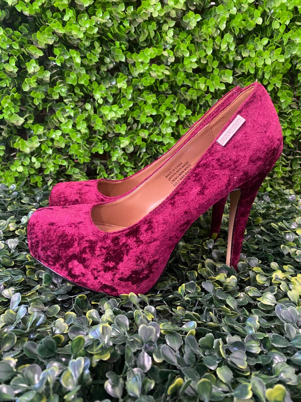 Sissy BoyBurgundy Velvet Platform Pumps