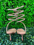 Mango Nude Rhinestone Spiral-Strap Heels