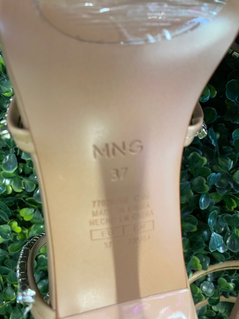 Mango Nude Rhinestone Spiral-Strap Heels