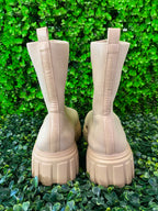 Cream Chunky-Sole Sock Boots