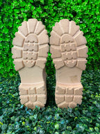 Cream Chunky-Sole Sock Boots