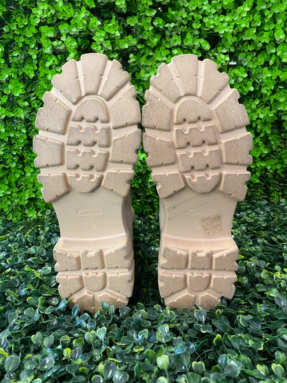 Cream Chunky-Sole Sock Boots