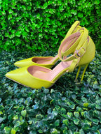 Lime Pointed Ankle-Strap Pumps