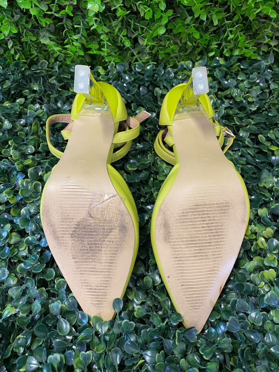 Lime Pointed Ankle-Strap Pumps