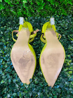Lime Pointed Ankle-Strap Pumps