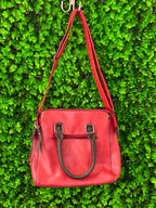 Red Three-Piece Handbag & Pouch Set