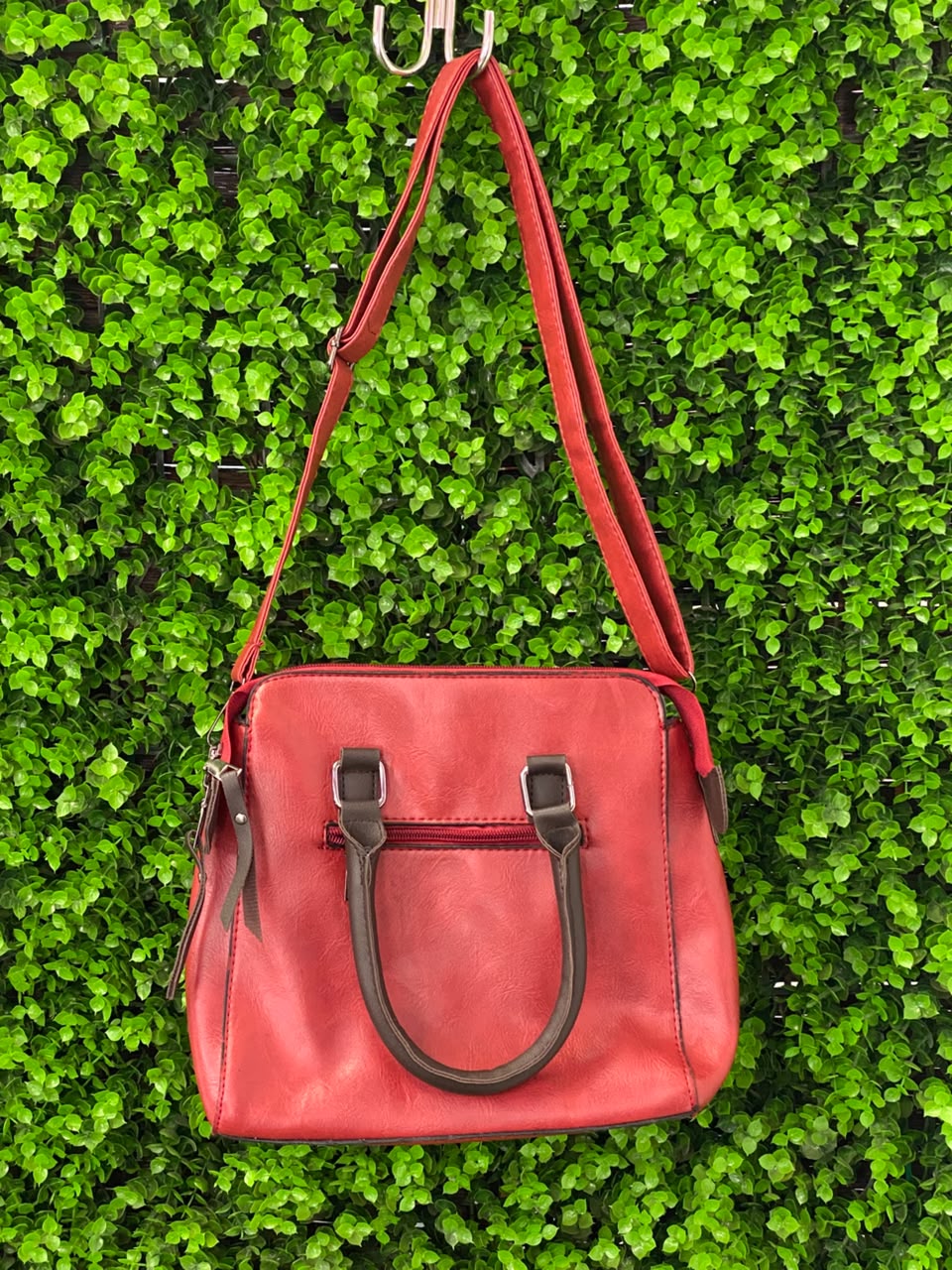Red Three-Piece Handbag & Pouch Set