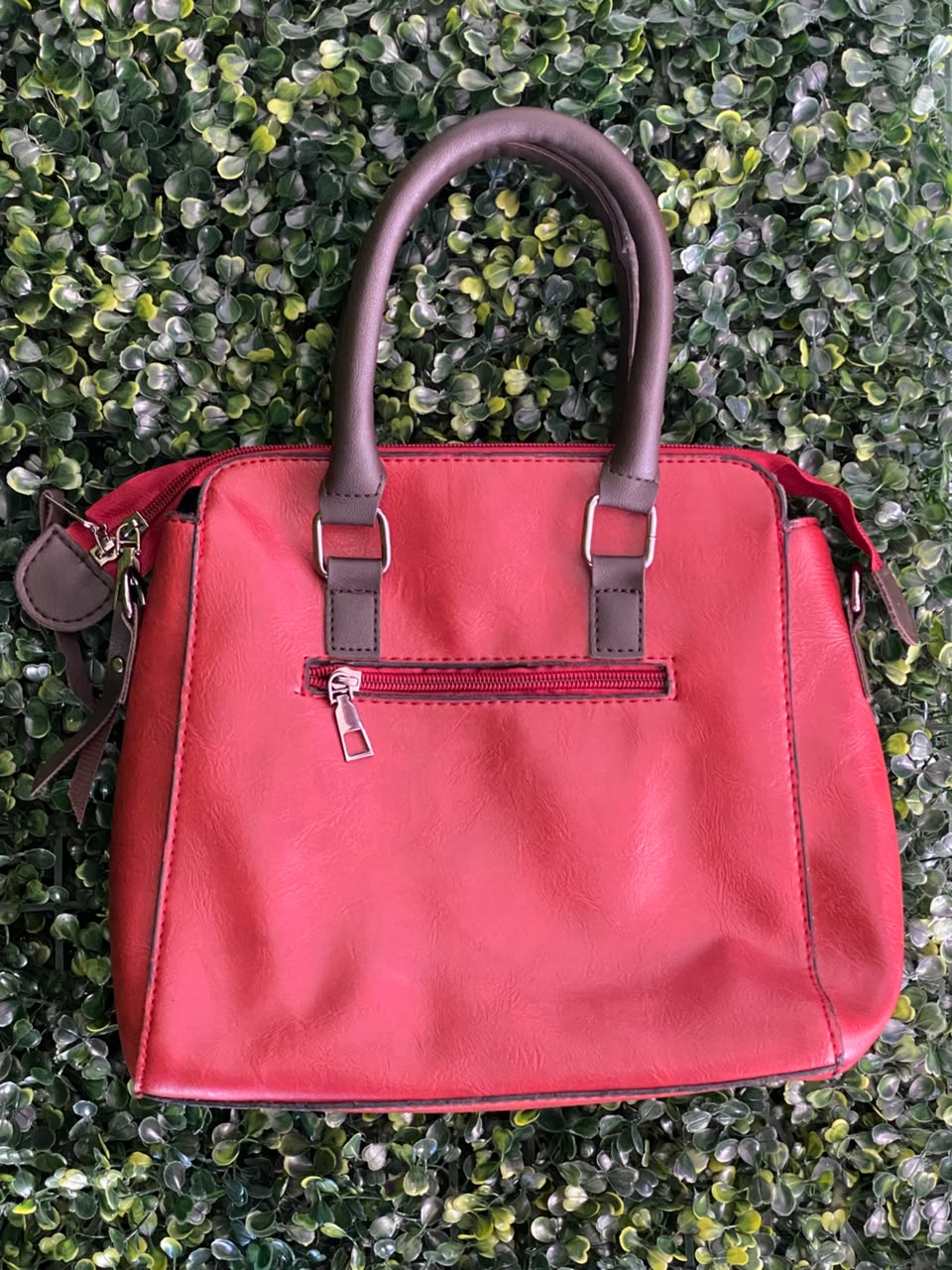 Red Three-Piece Handbag & Pouch Set