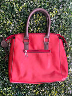 Red Three-Piece Handbag & Pouch Set
