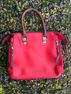 Red Three-Piece Handbag & Pouch Set