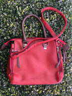 Red Three-Piece Handbag & Pouch Set