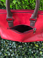 Red Three-Piece Handbag & Pouch Set