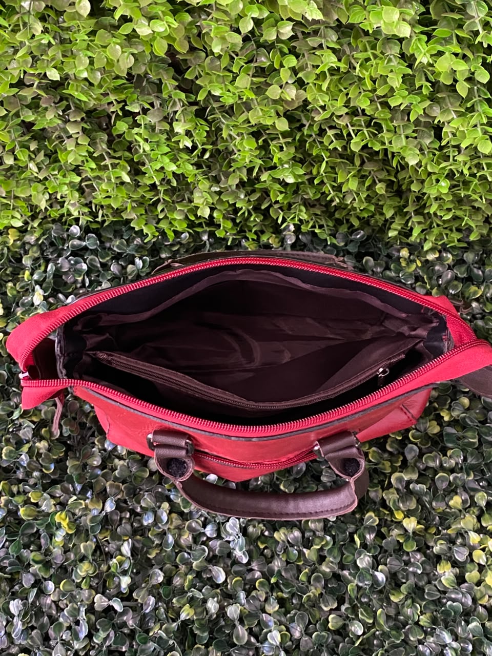 Red Three-Piece Handbag & Pouch Set