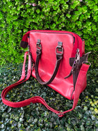 Red Three-Piece Handbag & Pouch Set