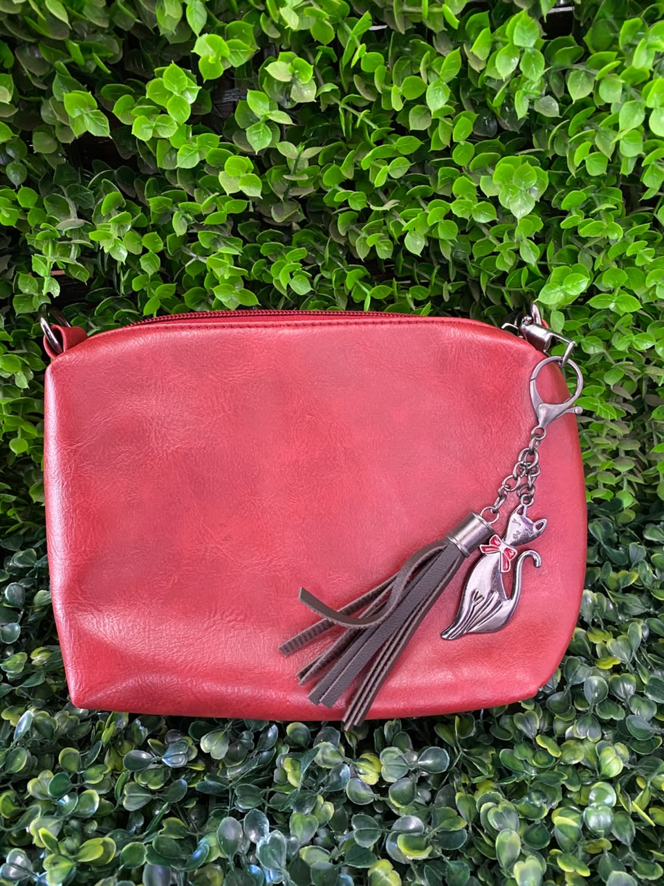 Red Three-Piece Handbag & Pouch Set