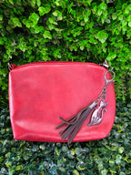 Red Three-Piece Handbag & Pouch Set