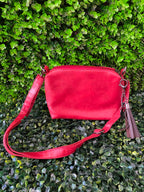 Red Three-Piece Handbag & Pouch Set