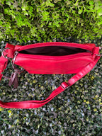 Red Three-Piece Handbag & Pouch Set