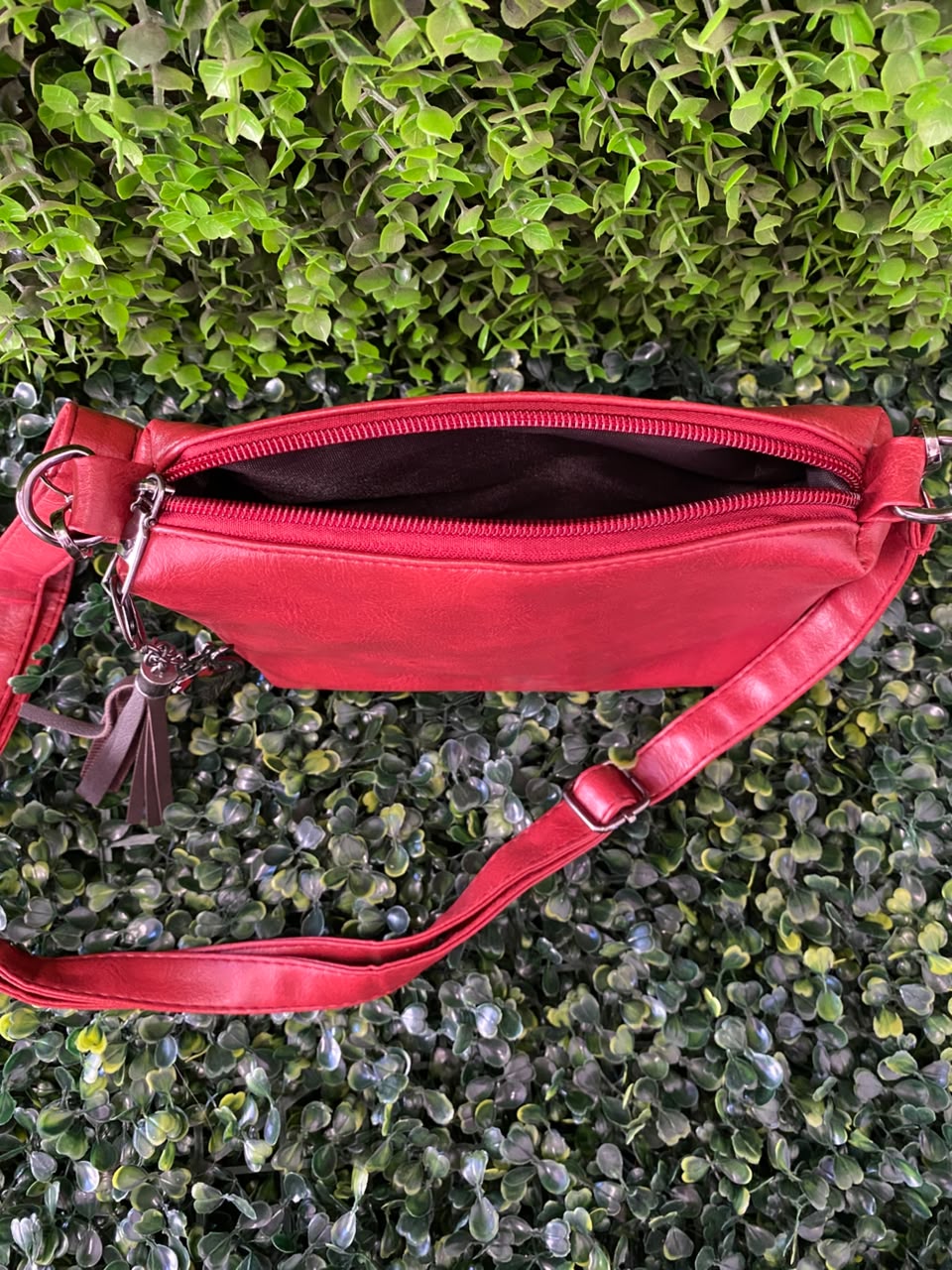 Red Three-Piece Handbag & Pouch Set