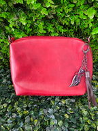 Red Three-Piece Handbag & Pouch Set