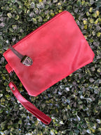 Red Three-Piece Handbag & Pouch Set