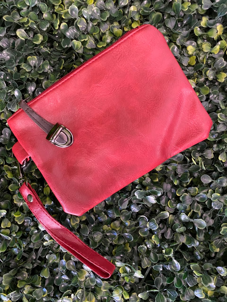 Red Three-Piece Handbag & Pouch Set