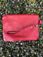 Red Three-Piece Handbag & Pouch Set