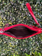 Red Three-Piece Handbag & Pouch Set