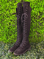 Black Knee-High Lace-Up Combat Boots