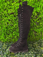 Black Knee-High Lace-Up Combat Boots