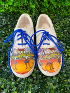 White Graphic Canvas Lace-Up Sneakers