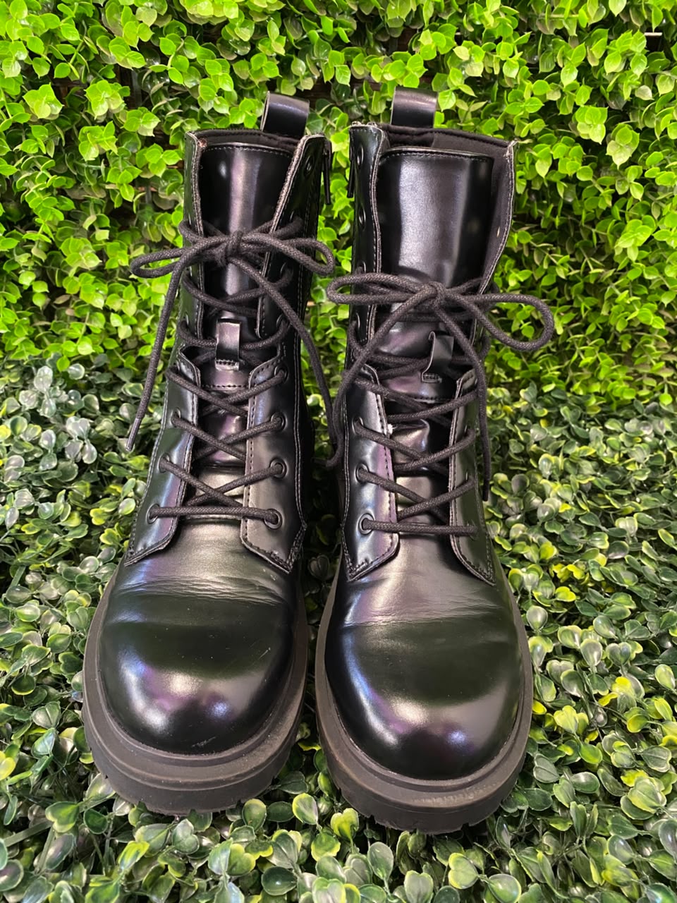 Black Lace-Up Combat Boots