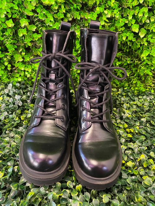 Black Lace-Up Combat Boots