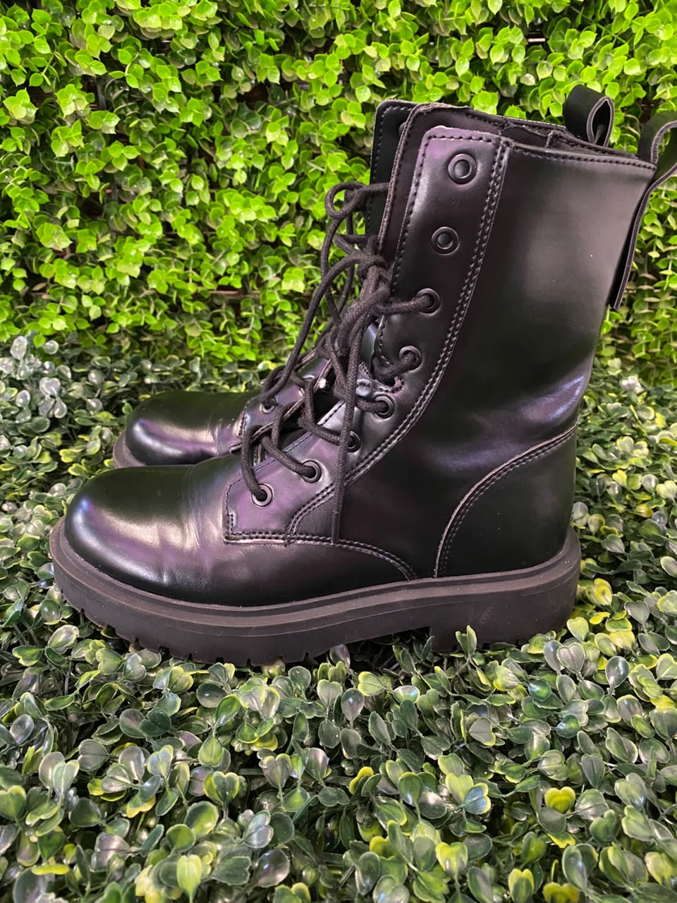 Black Lace-Up Combat Boots