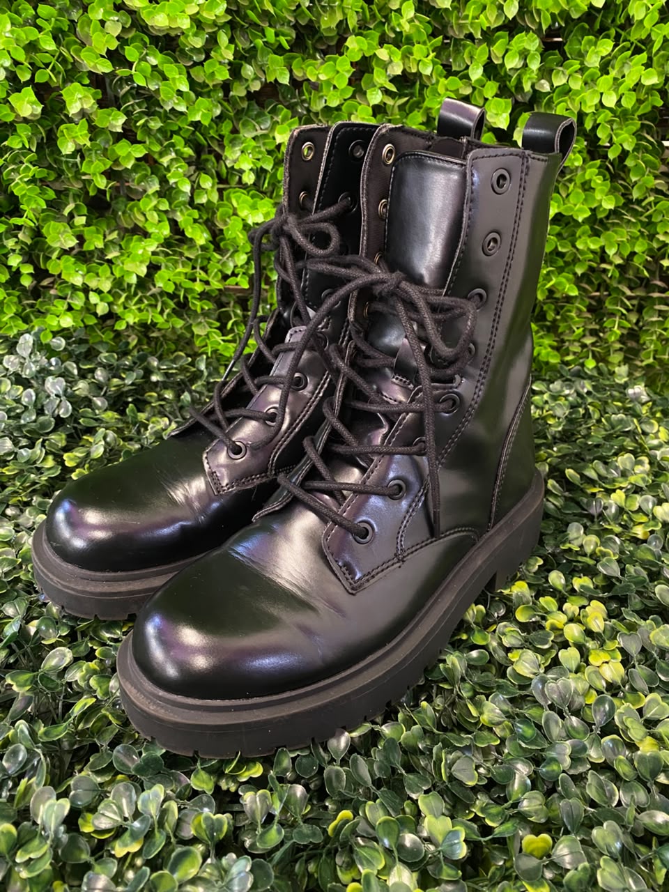 Black Lace-Up Combat Boots
