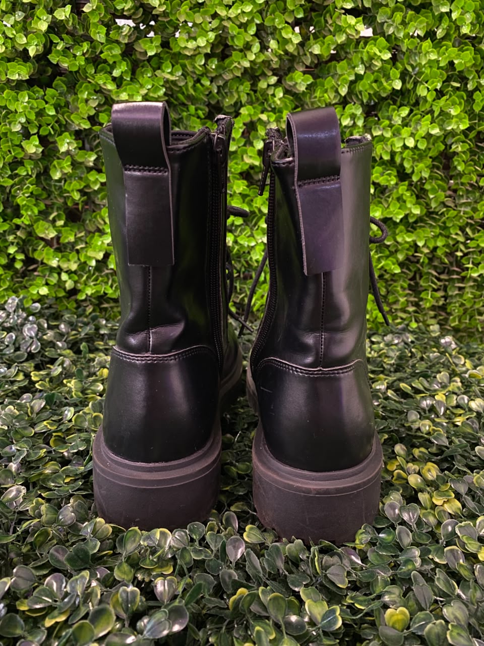 Black Lace-Up Combat Boots