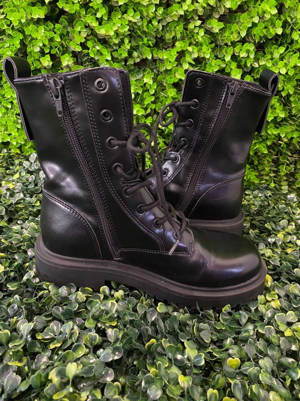 Black Lace-Up Combat Boots