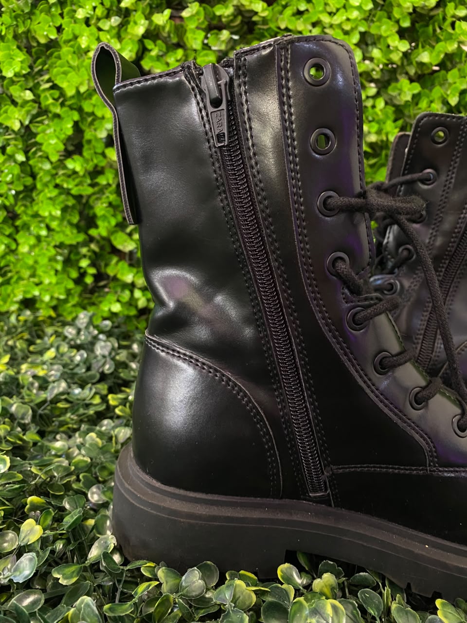 Black Lace-Up Combat Boots