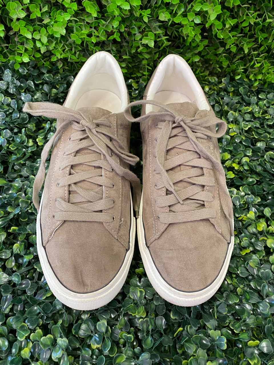 Taupe Suede Low-Top Sneakers