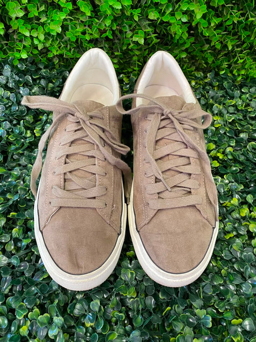 Taupe Suede Low-Top Sneakers