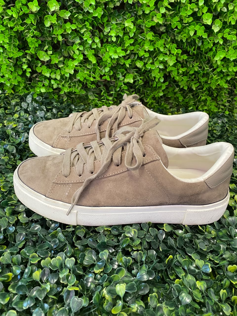 Taupe Suede Low-Top Sneakers